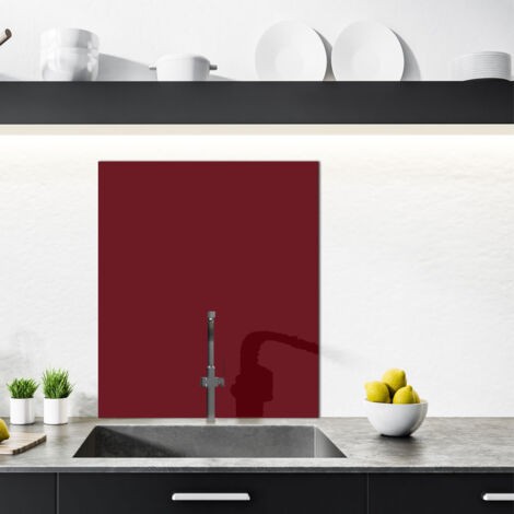 Crédence cuisine en aluminium - Pose autocollante rouge Rouge bordeaux - 60 x 70 cm – Idéal fond de hotte