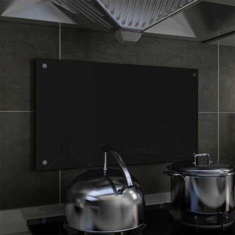 Crédence Cuisine Fond de hotte - Dosseret de cuisine Noir 70 x 40 cm Verre trempé BV822284 - BonneVie - Noir