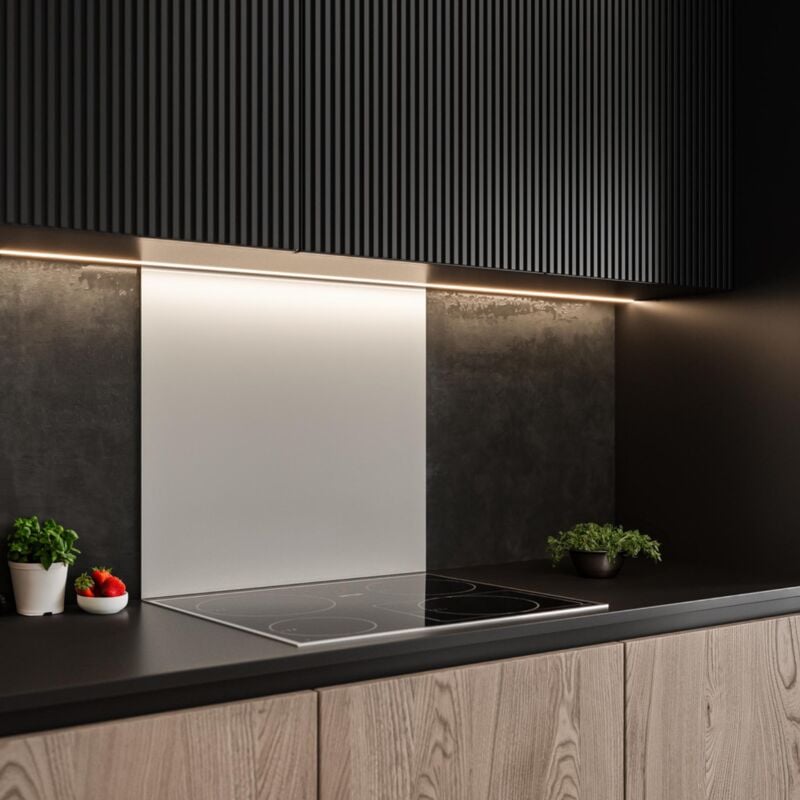 Crédence cuisine fond de hotte verre brillant glassy - Blanc l 90 x h 50 cm