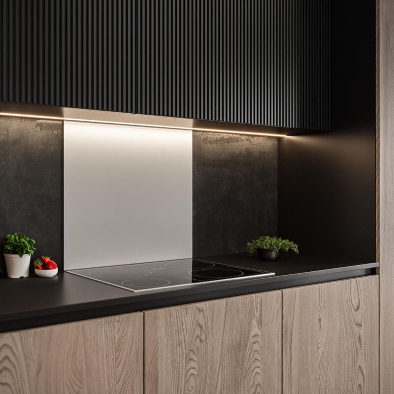 Crédence cuisine fond de hotte verre brillant glassy - Blanc l 90 x h 70 cm