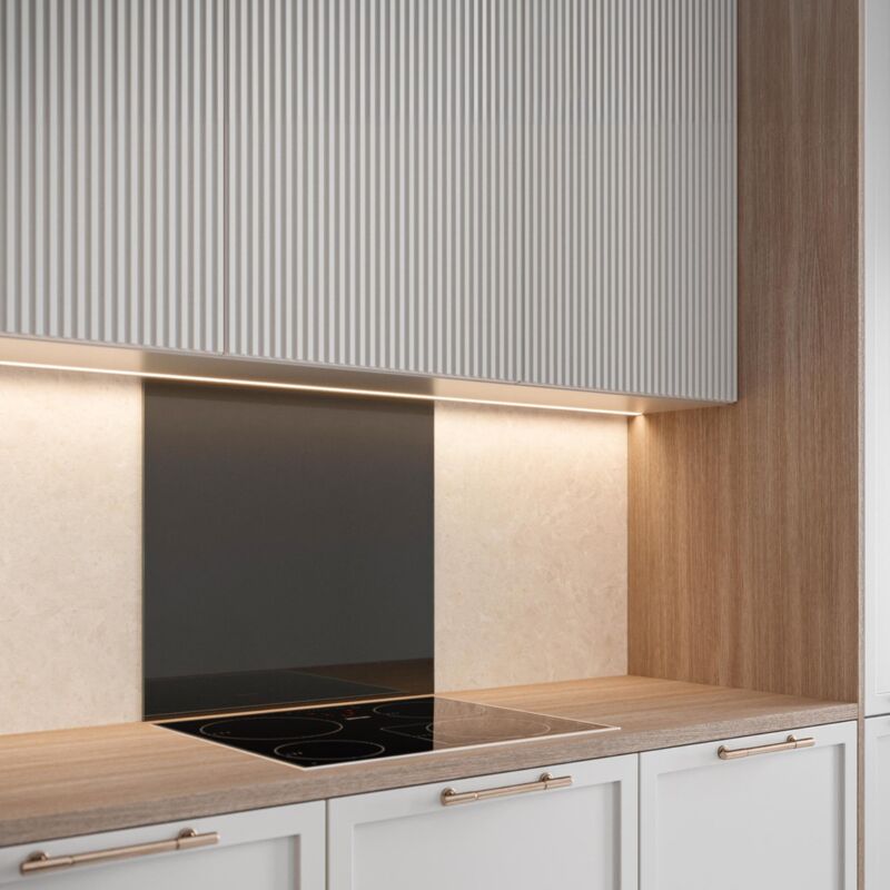 Crédence cuisine fond de hotte verre brillant glassy - Gris Anthracite l 90 x h 70 cm