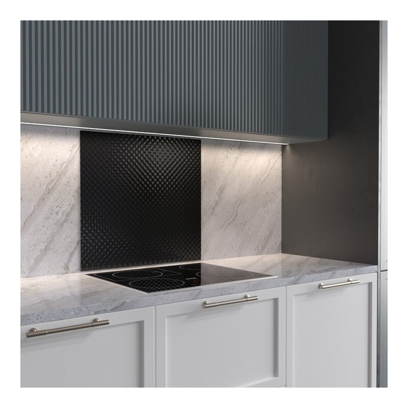 Crédence cuisine fond de hotte verre brillant glassy - Noir capitonné l 90 x h 50 cm