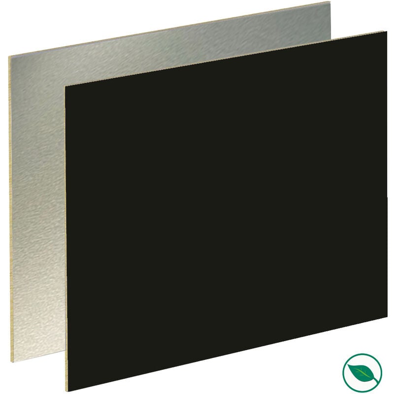 Crédence cuisine stratifiée hpl réversible aluminium/noir mat 3000 x 640 x 13,4 mm fsc