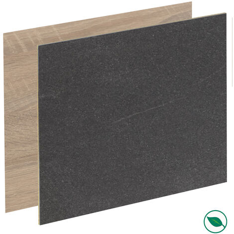 Crédence cuisine stratifiée réversible noir pietra/chêne scié 3000 x 640 EP 10 mm