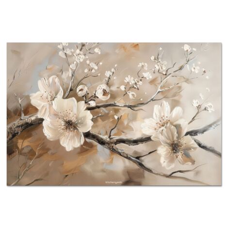 CRÉDENCE DE CUISINE Fleurs - Abstrait - Peint - Beige 80x55
