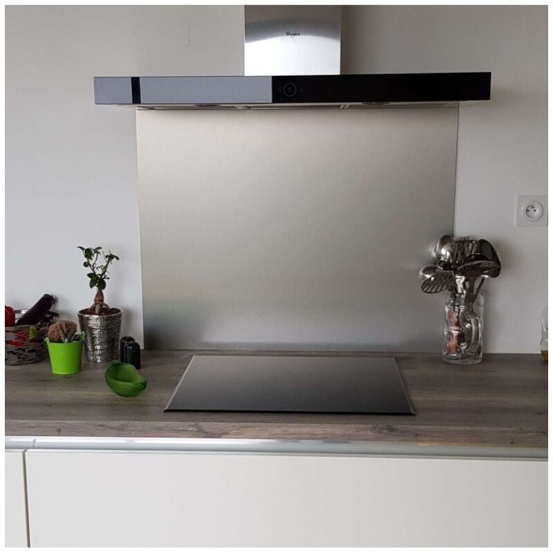 Crédence Composite Aspect Alu Brossé - Hauteur 25 cm x Largeur 80 cm