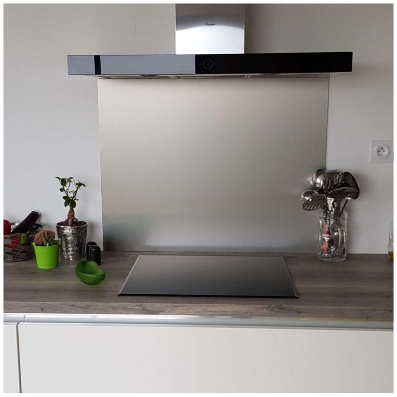 Crédence Composite Aspect Alu Brossé - Hauteur 70 cm x Largeur 80 cm