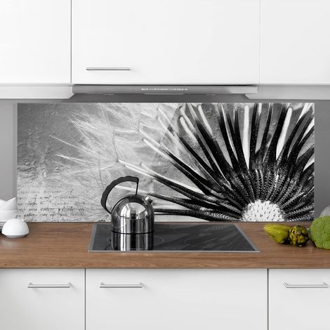 Crédence en verre - Dandelion Black & White - Panorama