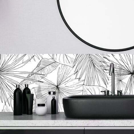 99Déco – Crédence adhésive PVC floral noir 140x30 cm – Installation facile avec bandes adhésives double-face – Résistante à l'humidité