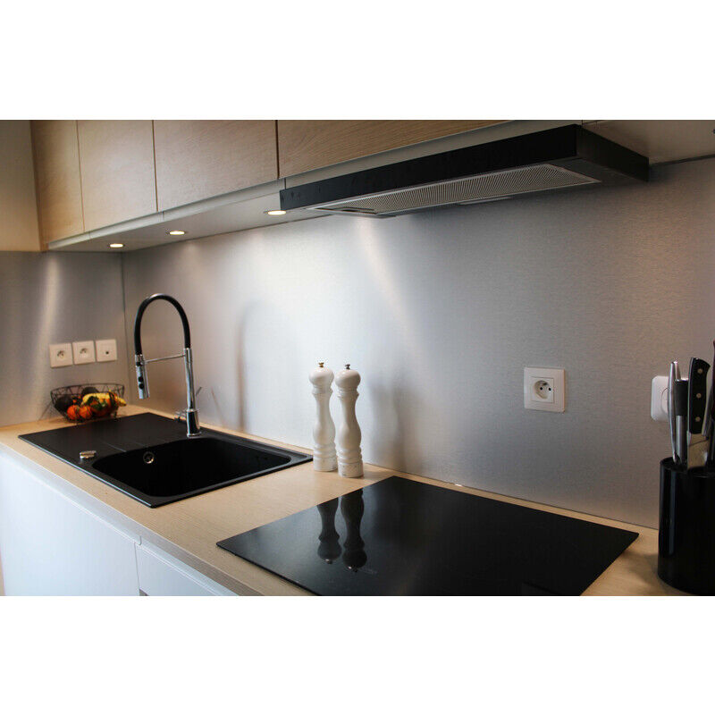 Crédence réversible en aluminium brossé / aluminium brut (disponible en 2 m x 1 m et 1 m x 0.5 m) - Coloris - Aluminum brossé, Epaisseur - 3 mm,