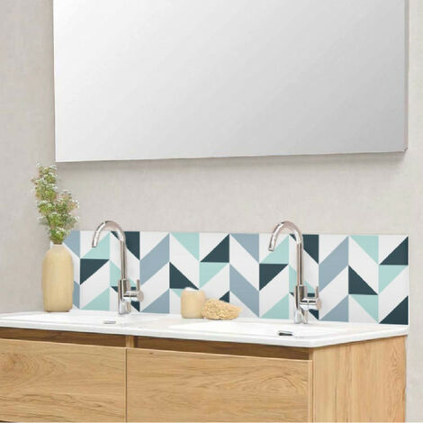 Crédence salle de bain alu ALEXANDRE - Graphique Bleu - Bandeau L60 x H30 cm - Maison Danaé