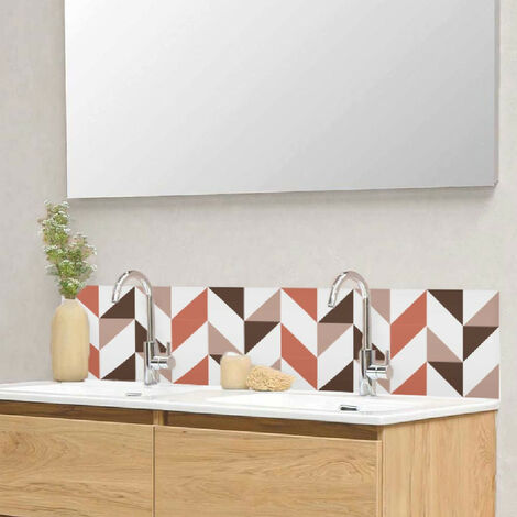Crédence salle de bain alu ALEXANDRE - Graphique Orange - Bandeau L60 x H30 cm - Maison Danaé