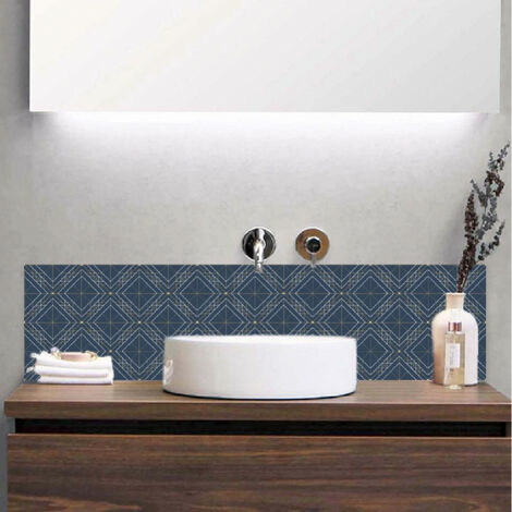 Crédence salle de bain alu DAISY - Art Déco Bleu - Bandeau L60 x H30 cm - Maison Danaé