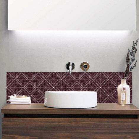 Crédence salle de bain alu DAISY - Art Déco Prune - Bandeau L60 x H30 cm - Maison Danaé