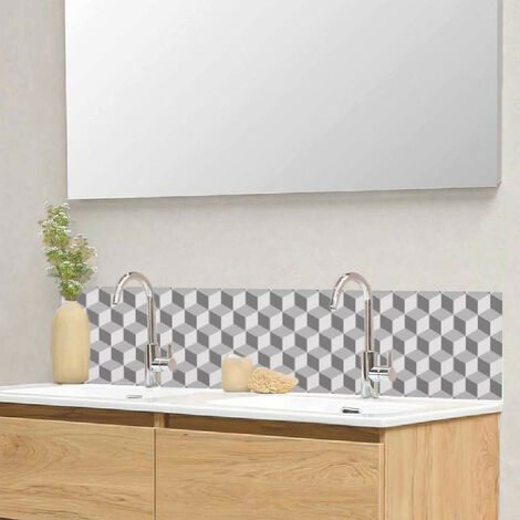 Crédence salle de bain alu DAMIEN - Graphique Gris - Bandeau L60 x H30 cm - Maison Danaé