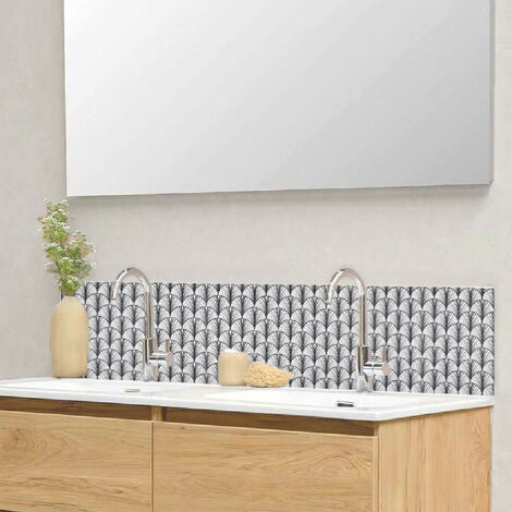 Crédence salle de bain alu GATSBY - Art Déco Gris - Bandeau L60 x H30 cm - Maison Danaé