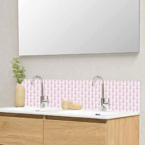 Crédence salle de bain alu GATSBY - Art Déco Rose - Bandeau L60 x H30 cm - Maison Danaé