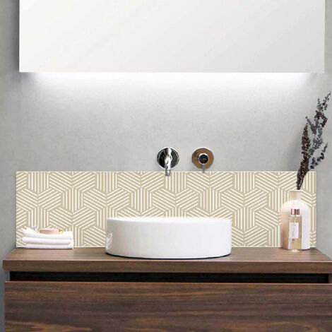 Crédence salle de bain alu LÉA - Art Déco Beige - Bandeau L60 x H30 cm - Maison Danaé