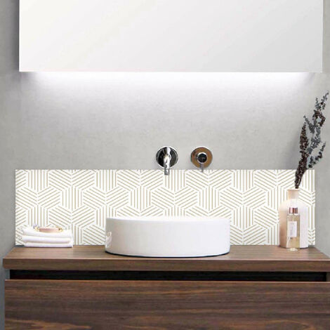 Crédence salle de bain alu LÉA - Art Déco Blanc - Bandeau L60 x H30 cm - Maison Danaé