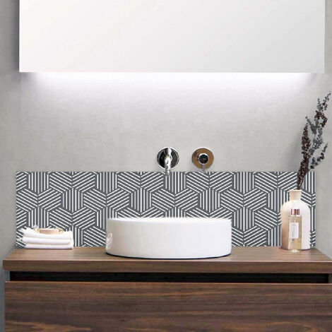 Crédence salle de bain alu LÉA - Art Déco Gris - Bandeau L60 x H30 cm - Maison Danaé