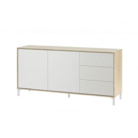 Credenza 154x41x74 cm bianco opaco e rovere canadese – Mineo