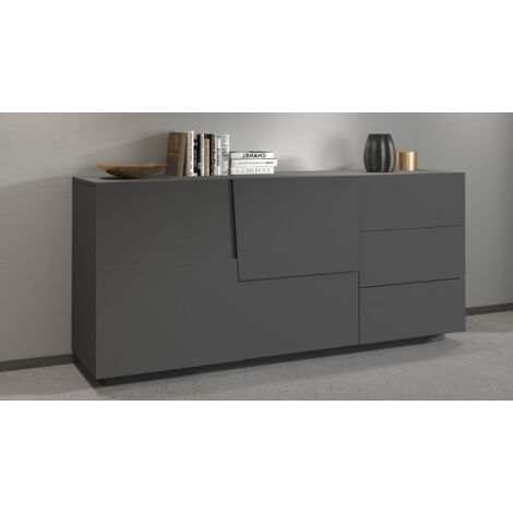 Credenza 2 Ante 180x44x86 cm Pongo 2A 3C Grigio Antracite Opaco