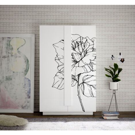 Credenza 2 ante linea Sax in finitura Bianco Lucido con serigrafia