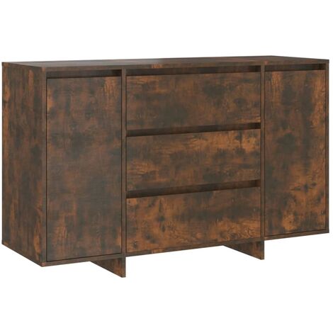 Credenza 3 Cassetti Rovere Fumo 120x41x75 cm Legno Multistrato vidaXL