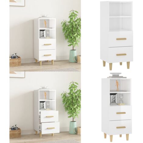 Credenza 34,5x34x90 cm in Legno Multistrato Bianco Lucido - Credenza bianca lucida - Credenza per stanza