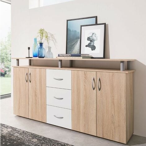 Armadietto per Cucina con Mensola Regolabile Mobile Sala da Pranzo COSTWAY Credenza con Cassetti e Ante 88x30x70cm