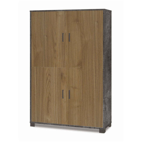 Credenza 4 Ante Dispensa Noce Nero Madia Buffet Ripiani Ufficio Piattaia