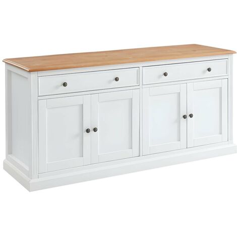 Credenza 4 ante e 2 cassetti in Pino bianco - HONFLEUR
