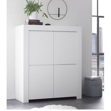 Credenza 4 ante linea Clear in Bianco Opaco