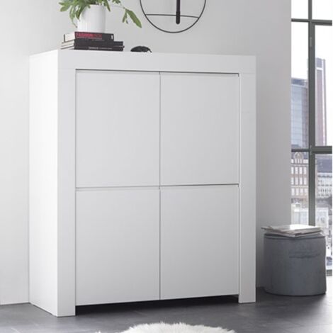 Credenza 4 ante linea Clear in Bianco Opaco
