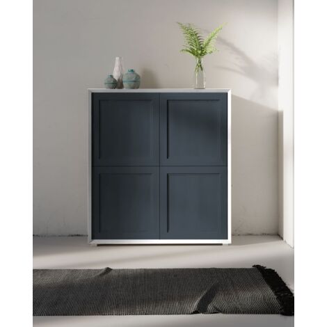 Credenza 4 ante linea Tilt CLASSIC in finitura Bianco opaco e DEEP BLUE