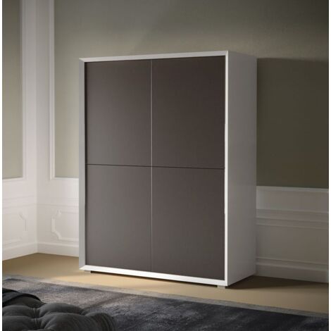 Credenza 4 ante linea Tilt in finitura Bianco opaco e Brown