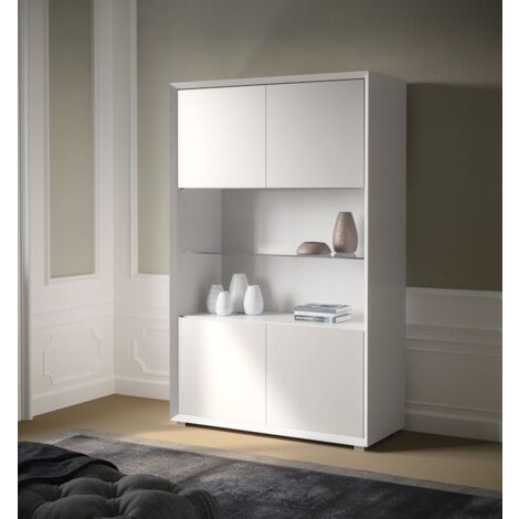 Credenza 4 ante  linea Tilt in finitura Bianco opaco Vetro