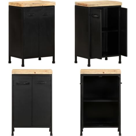 Credenza 47x35x76 cm in Legno di Mango Grezzo - Stile industriale - Arredamento rustico