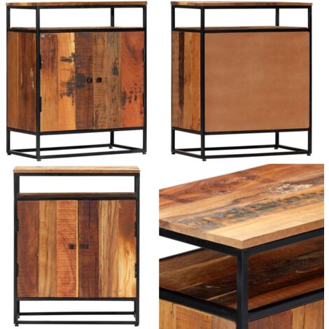 Credenza 60x35x76 cm in Legno Massello di Recupero e Acciaio - Credenza in legno massello - Credenza in acciaio