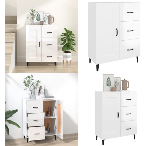Credenza 69,5x34x90 cm in Legno Multistrato Bianco Lucido - Credenza moderna - Credenza da soggiorno