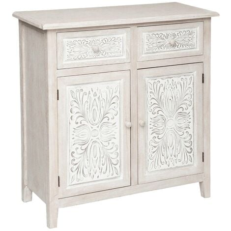 Credenza a 2 ante hina in legno sbiancato 80x85cm - Atmosphera créateur d'intérieur