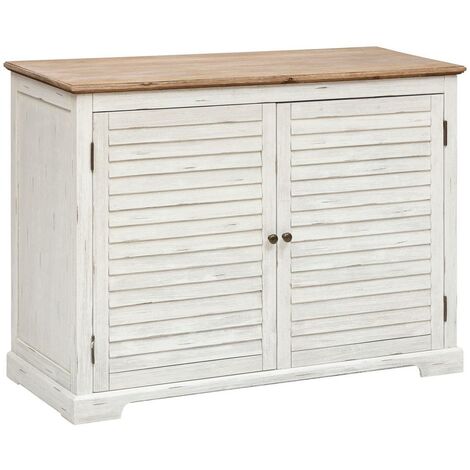 Credenza a 2 ante olbia in metallo e acacia 110x45cm bianco - Atmosphera créateur d'intérieur