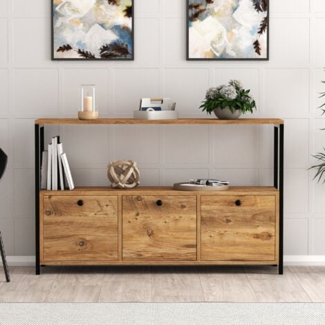 CONCEPT-USINE Credenza a 3 ante stile industriale legno/nero DRAGOR