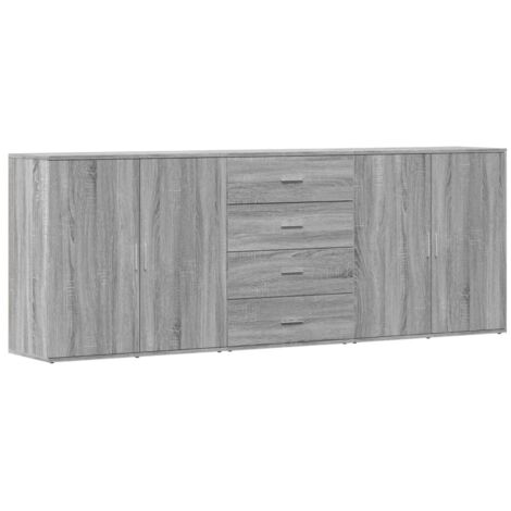 Credenza a buffet cassettiera mobiletto portaoggetti cucina soggiorno salotti 3 pezzi legno ingegnerizzato Sonoma grigio 020037179