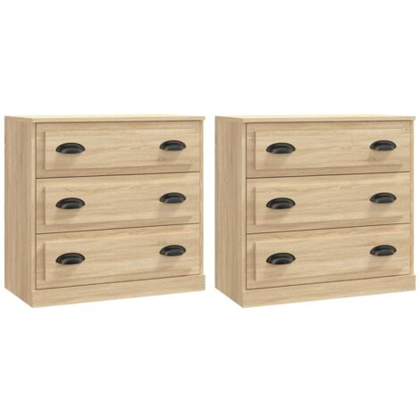 Credenza a buffet cassettiera mobiletto portaoggetti cucina soggiorno salotti set di 2 legno ingegnerizzato Sonoma marrone 020036833