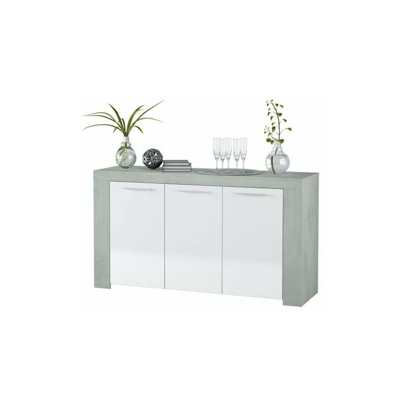 Kit credenza 3 ante ambit 144X42XH80 cm bia/cemen