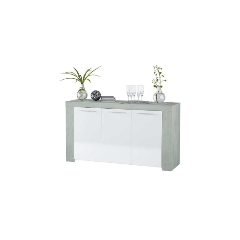 Usinestreet - kit credenza 3 ante ambit 144X42XH80 cm bia/cemen