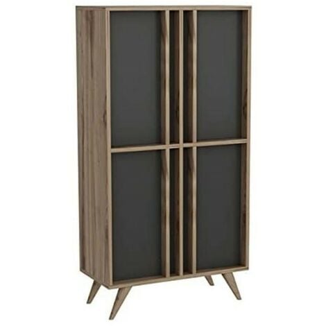 Credenza alta 4 ante antracite noce 72x35x139h cm