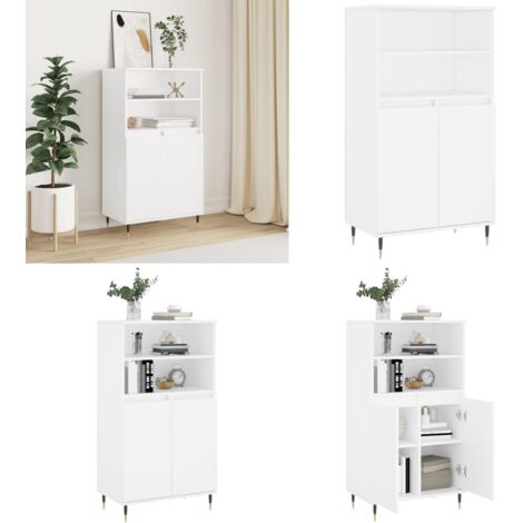 Credenza Alta Bianca 60x36x110 cm in Legno Multistrato - Credenza in legno - Credenza industriale