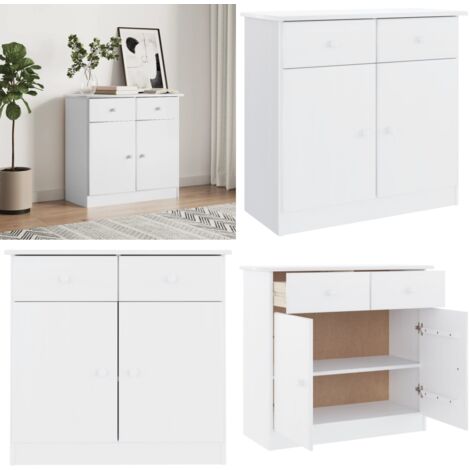 Credenza ALTA Bianca 77x35x73 cm in Legno Massello di Pino - Credenza alta - Credenza in pino